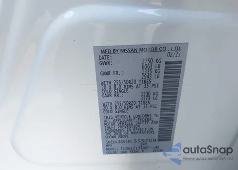 2023 Infiniti Qx60 Sensory Awd z USA, uszkodzony, nr VIN 5N1DL1GS5PC359709